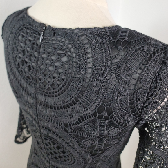 MLM LABEL BLACK LACE NUDE ILLUSION MINI LONG SLEEVE DRESS SZ SMALL - Picture 16 of 16
